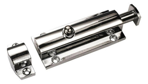 Pasador De Resorte Para Puerta En Acero Cromado De 96mm