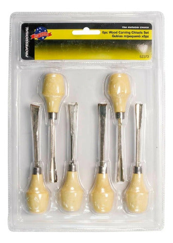 Juego De 6 Gubias Cincel O Formon Con Mango De Madera