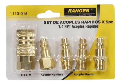 Juego Acoples Y Conectores Rápidos Acero Bronce De 5 Pzs