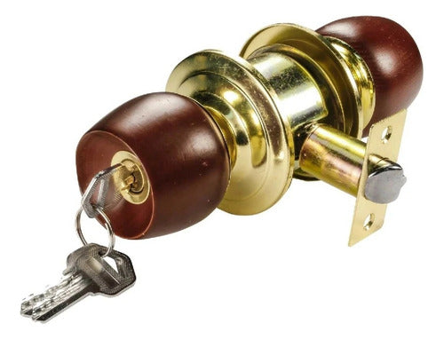 Chapa De Puerta Para Habitación Café Redonda Mango De Madera