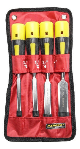 Juego Formones X 4 Pcs Para Madera O Carpintería 3/8?-1/2?-3/4?-1?