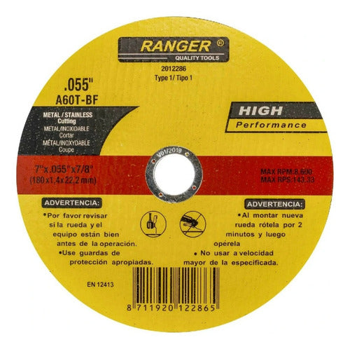 Disco Abrasivo Corte Extrafino Metal 7” x 0.055” x 7/8”