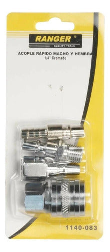 Acople Rápido De Acero Cromado Macho & Hembra 1?4