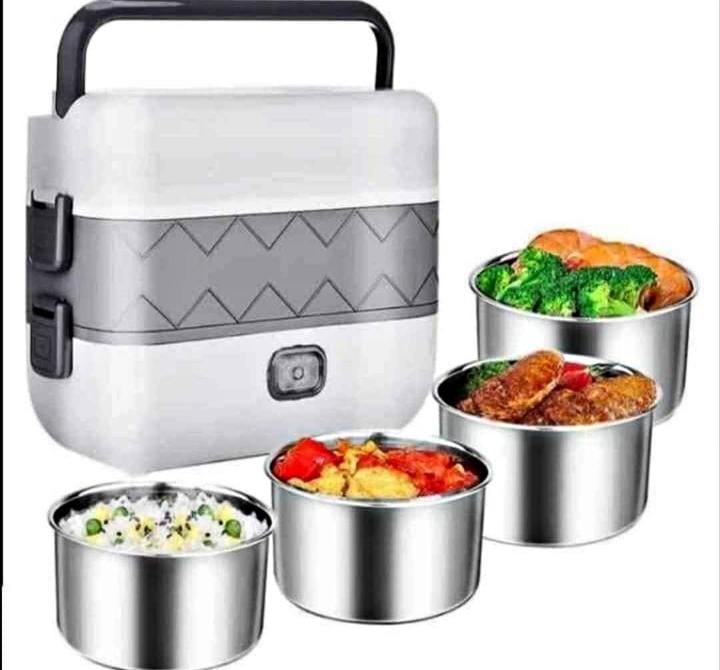Lonchera eléctrica 4 recipientes en acero inoxidable