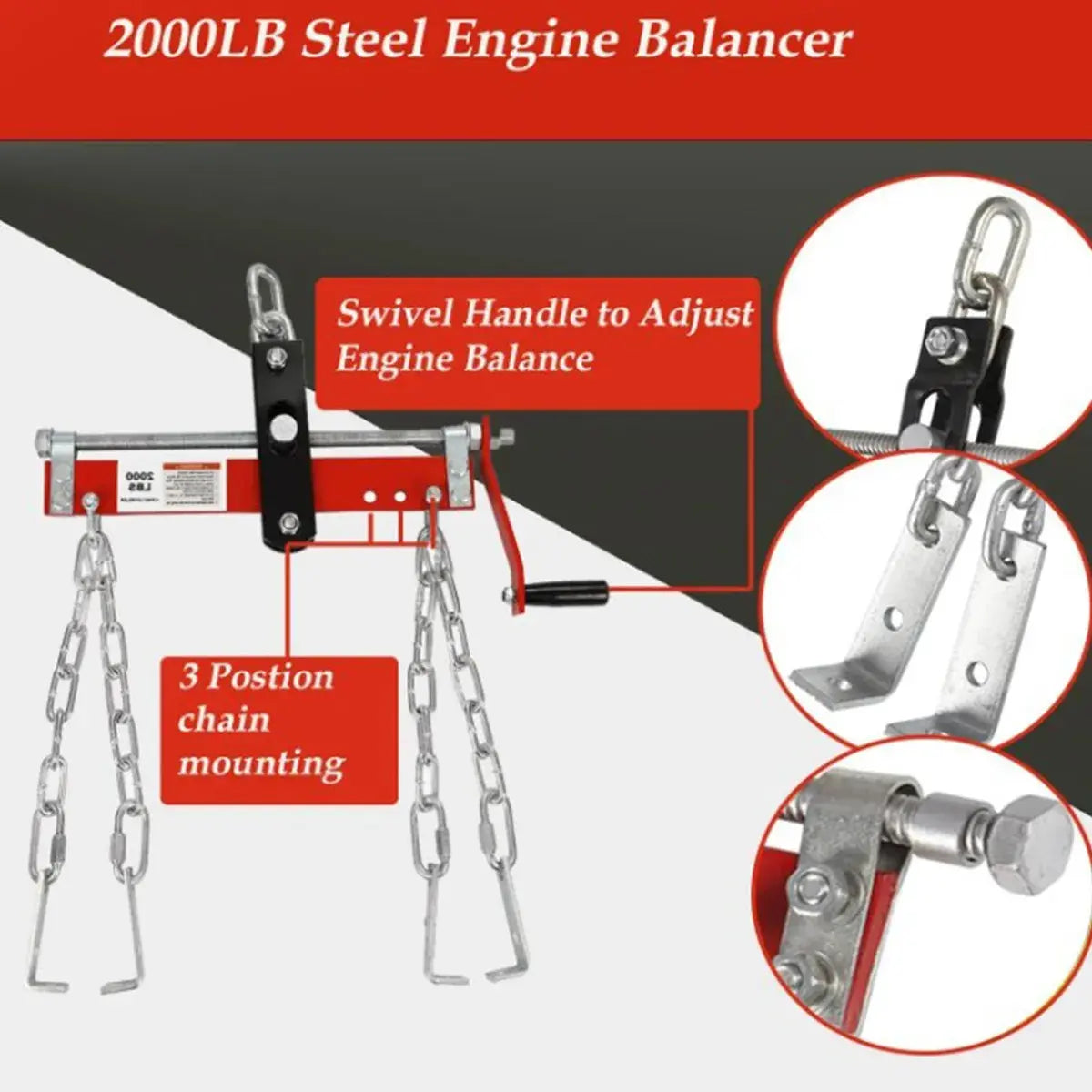 Soporte Nivelador Para Grúa Levanta Motores 2000 Lbs Cadenas