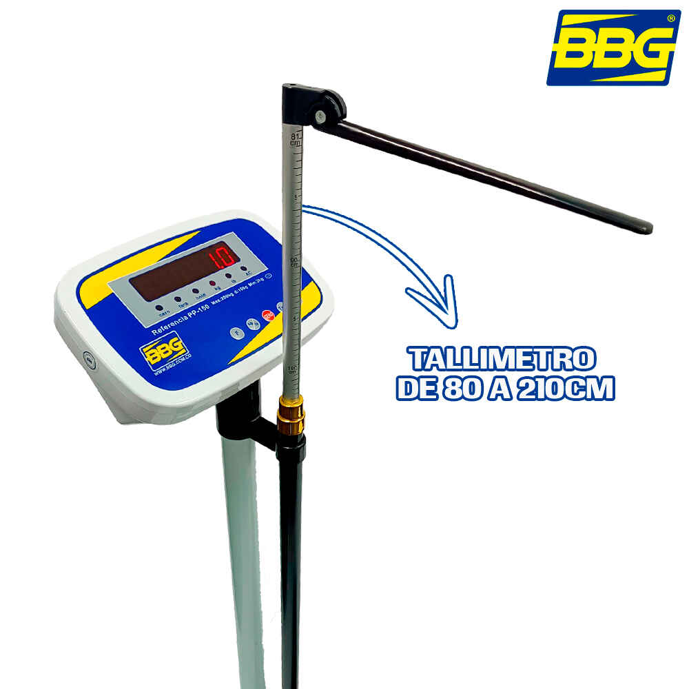 BÁSCULA PESA PERSONAS CONTROL DE PESO ELECTRONICA CON TALLIMETRO BBG PP-150