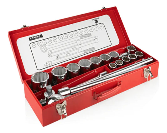 Set 22 Pzs Ranger Copas Puntas Cuadrante 3/4 Plateado