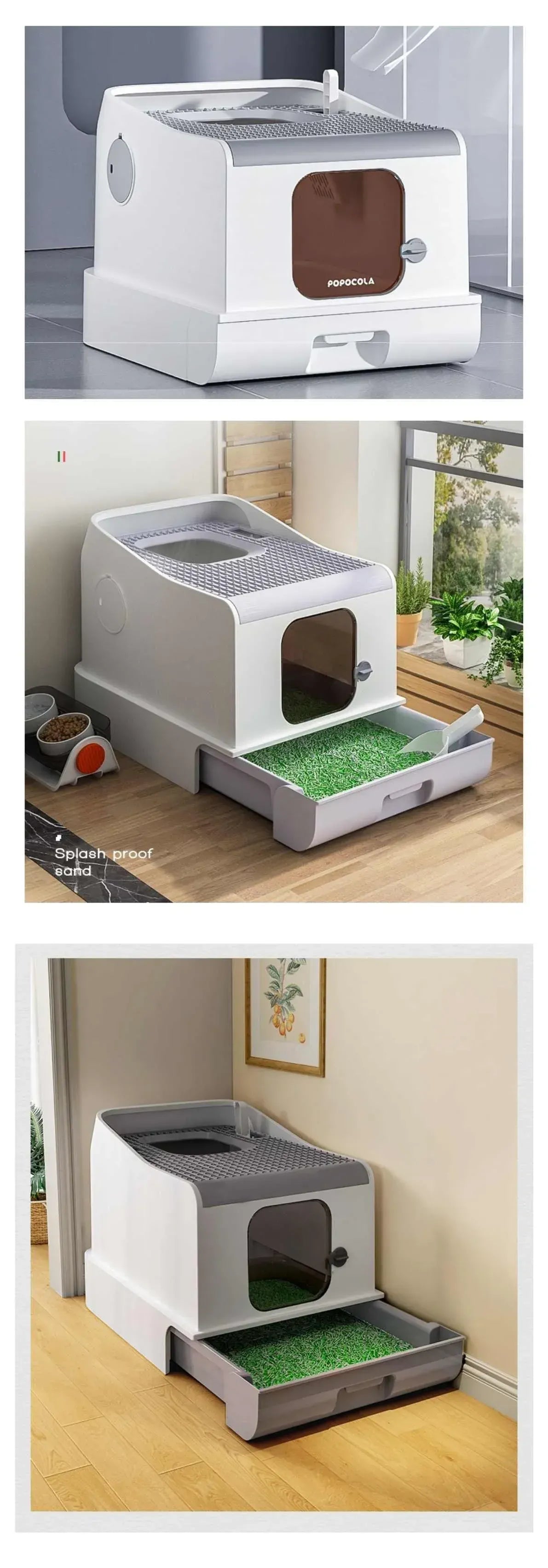 Arenero Para Gatos Con Dos Entradas y Cajonera
