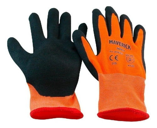 Guantes Seguridad Naranja De Microespuma De Nitrilo Talla L