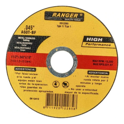 Disco Abrasivo Corte Extrafino Metal 4-1/2” x 0.045” x 7/8”