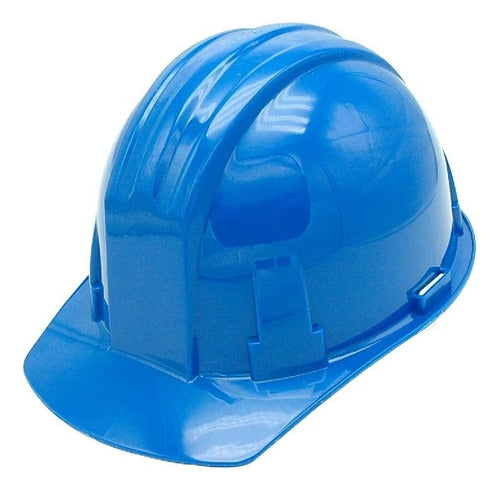 Casco De Seguridad Azul Cierre Ratchet Con Barbuquejo