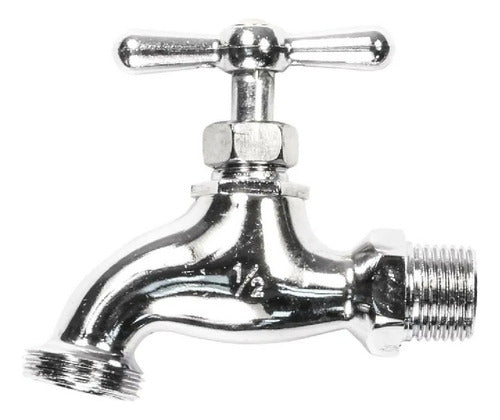 Llave Terminal Para Jardín O Lavadero Cromada Metálica 220g