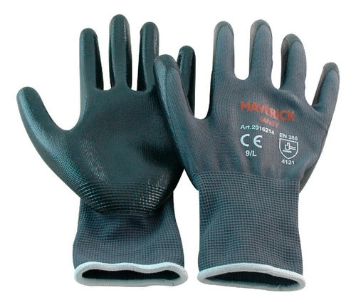 Guantes De Seguridad Negros De Nylon Poliuretano Talla S