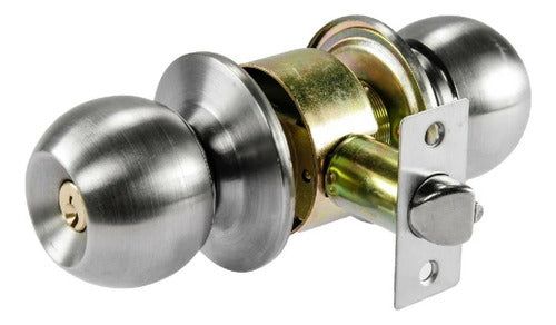 Chapa Redonda Cromada Para Alcoba 3 Llaves Puerta Metalica