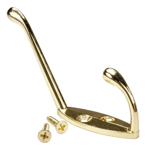 Gancho De Pared Con Perchero Doble Metálico Dorado 2-1/2?
