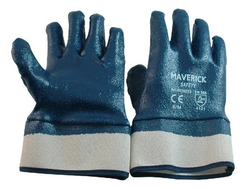 Guantes De Seguridad Nitrilo Azul Con Acabado Rugoso Talla L