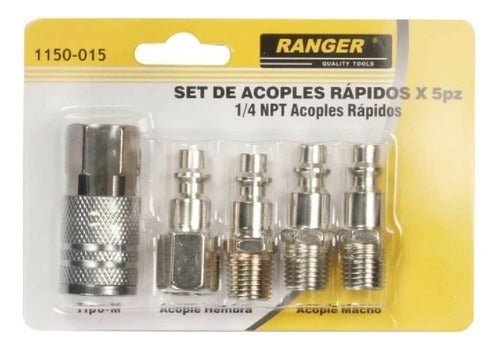 Juego Acoples Y Conectores Rápidos Acero Cromo De 5 Pzs