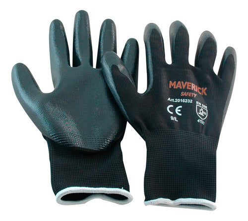 Guantes De Seguridad Poliéster En Nitrilo Negro Talla M