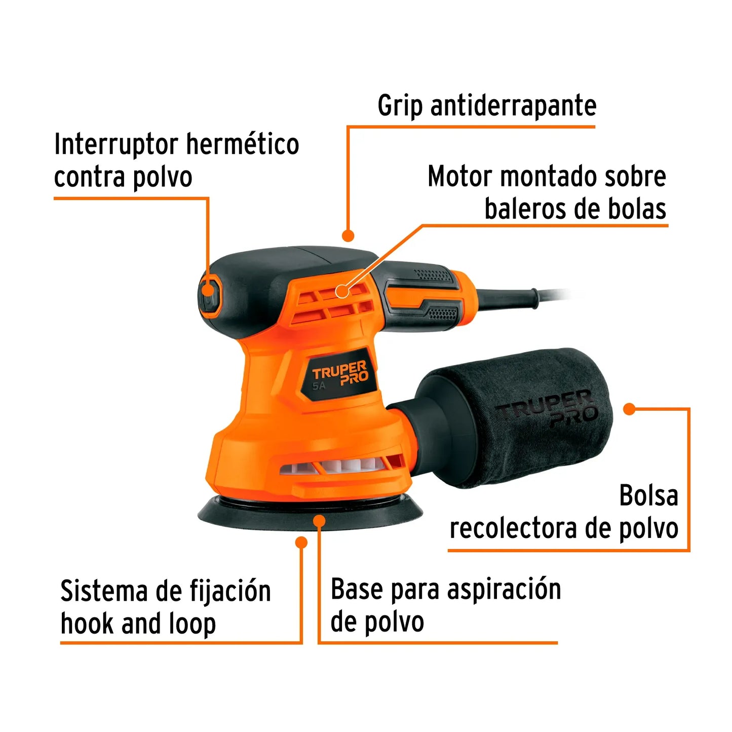Lijadora Rotorbital 5 Truper Pro