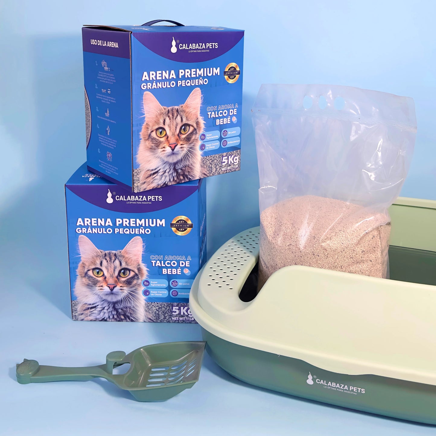 Arena granulo pequeño premium 5kg Calabaza Pets
